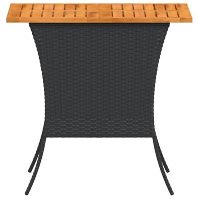 Tuintafel met acaciahouten blad 105x75x72 cm poly rattan zwart Tuintafel met acaciahouten blad 105x75x72 cm poly rattan zwart