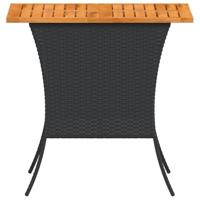 Tuintafel met acaciahouten blad 105x75x72 cm poly rattan zwart - thumbnail