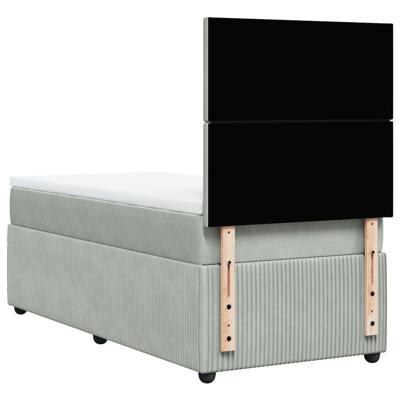 Boxspring met matras fluweel lichtgrijs 140x190 cm