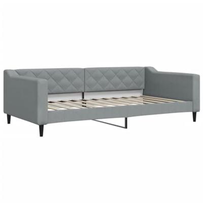 Slaapbank met onderschuifbed 100x200 cm stof lichtgrijs