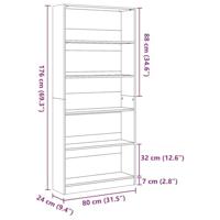 Boekenkast 80x24x176 cm bewerkt hout oud houtkleurig - thumbnail