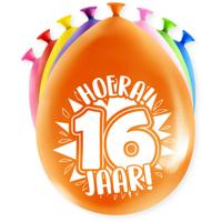 Party Ballonnen Hoera 16 jaar (8st) - thumbnail