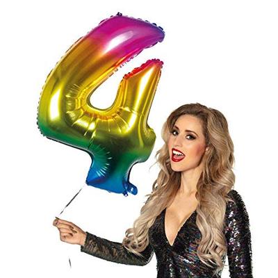 Folieballon Regenboog Cijfer 4 (86cm)