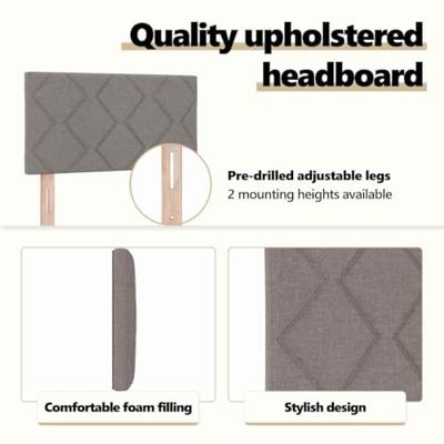 Stoffen Hoofdbord Geometrisch met hoofdeinde Taupe 90 cm Stof - thumbnail