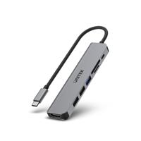 uHUB S7+ 7-in-1 USB-C 5 Gbps hub met 4K HDMI en 100W vermogen | H118A | 3 USB-A-poorten | HDMI 1.4 | 0,15 m kabel | USB 5 Gbps | HDMI-poort, USB-A-poort, microSD-sleuf, SD-slot - thumbnail