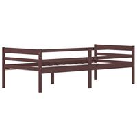 Bedframe massief grenenhout donkerbruin 90x200 cm - thumbnail