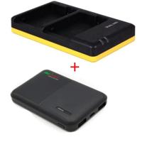 Powerpakket Deluxe: LP-E8 duo oplader + 5000mAh Powerbank voor 2 Canon accu's LP-E8 - thumbnail