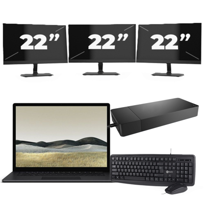 Microsoft Surface Laptop 3 - Intel Core i5-10e Generatie - 13 inch - 16GB RAM - 256GB SSD - Windows 11 Home + 3x 22 inch Monitor Microsoft Surface Laptop 3 - Intel Core i5-10e Generatie - 13 inch - 16GB RAM - 256GB SSD - Windows 11 Home + 3x 22 inch Monitor