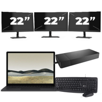 Microsoft Surface Laptop 3 - Intel Core i5-10e Generatie - 13 inch - 16GB RAM - 256GB SSD - Windows 11 Home + 3x 22 inch Monitor - thumbnail