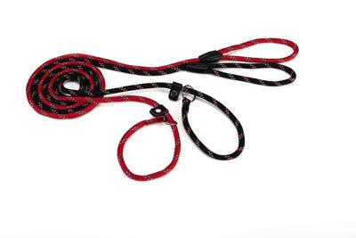 Hondenriem van rond nylon sliplijn 170cm x 8mm zwart