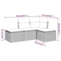 4-delige Loungeset met kussens poly rattan zwart - thumbnail