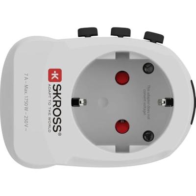 SKROSS | 1.302461 | Pro Light USB (4xA) | Universele reisadapter 2- en 3-polig met 4 USB-poorten van 4,8 A. Voltage en vermogen: 100V–700W/250V–1750W. Geschikt voor pc en föhn