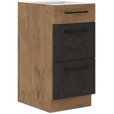 ROCK - Braadkast - 3 lades - 40 cm - Lancelot eik en matera grijs - CUISINIER