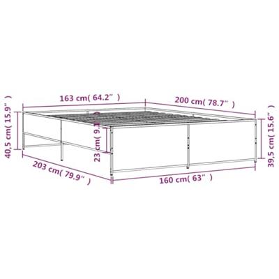 Bedframe bewerkt hout metaal sonoma eikenkleurig 160x200 cm