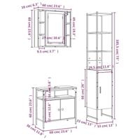 3-delige Badkamerkastenset bewerkt hout zwart - thumbnail