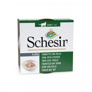 Schesir tonijn met kip (jelly) natvoer kat (blikjes) 4 trays (48 x 85 g)