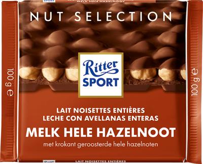 Chocolade Ritter Sport melk-hele hazelnoot 100gr