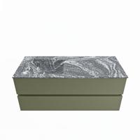 MONDIAZ VICA-DLUX 120cm badmeubel onderkast Army 2 lades. Inbouw wastafel CLOUD links 1 kraangat, kleur Lava. - thumbnail