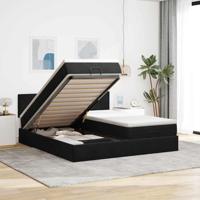 Ottoman bed met matrassen 200x200cm fluweel zwart - thumbnail