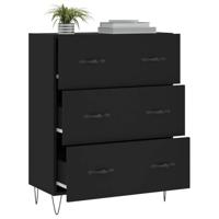 Dressoir 69,5x34x90 cm bewerkt hout zwart - thumbnail