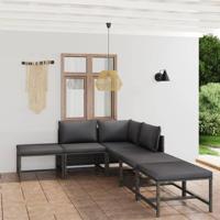 6-delige Loungeset met kussens poly rattan grijs - thumbnail