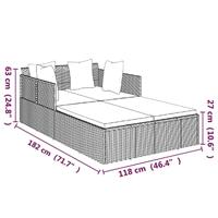 Ligbed met kussens 182x118x63 cm poly rattan bruin - thumbnail