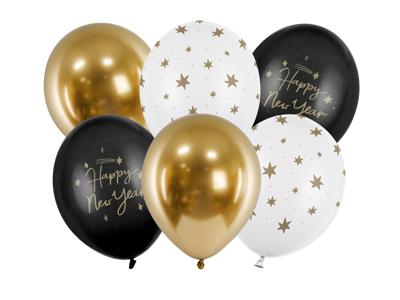 Happy New Year Ballonnen Mix Sterren (6st)