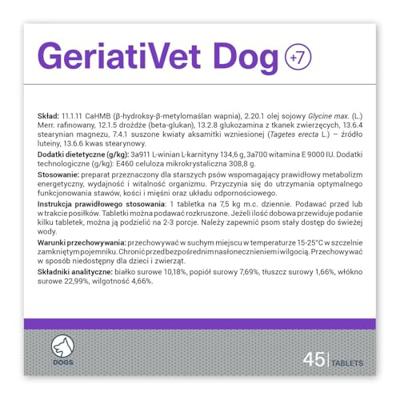 VET EXPERT GeriatiVet Dog - ondersteunend preparaat voor oudere honden - 45 capsules.