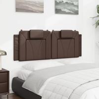 Hoofdbordkussen 120 cm kunstleer bruin - thumbnail