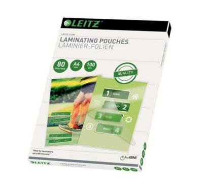 Leitz Lamineerfolie DIN A4 80 micron glanzend 100 stuk(s) Leitz Lamineerfolie DIN A4 80 micron glanzend 100 stuk(s)