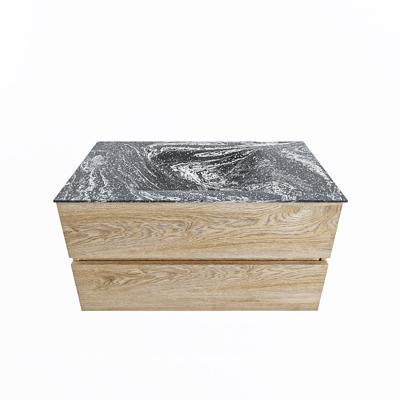 MONDIAZ VICA-DLUX 90cm badmeubel onderkast Washed Oak 2 lades. Inbouw wastafel CLOUD midden 1 kraangat, kleur Lava. MONDIAZ VICA-DLUX 90cm badmeubel onderkast Washed Oak 2 lades. Inbouw wastafel CLOUD midden 1 kraangat, kleur Lava.