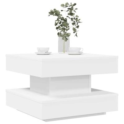 Salontafel 360 graden draaibaar 50x50x34,5 cm wit Salontafel 360 graden draaibaar 50x50x34,5 cm wit