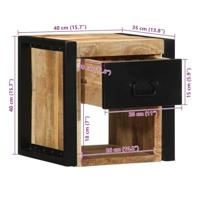 Nachtkastjes 2 st 40x35x40 cm massief ruw hout mango - thumbnail