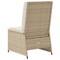 Tuinbank verstelbaar met kussens poly rattan beige - thumbnail