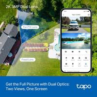 Tapo C246D Wifi-bewakingscamera voor buiten, met 2K dubbele lens, 125° groothoek en 6 mm telelens, smart tracking, gratis KI-detectie, nachtzicht, microSD-kaart tot 512 GB - thumbnail