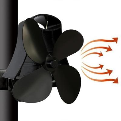 YL-105 4-Blade aluminium warmte aangedreven open haard kachel fan (zwart)