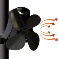 YL-105 4-Blade aluminium warmte aangedreven open haard kachel fan (zwart) - thumbnail