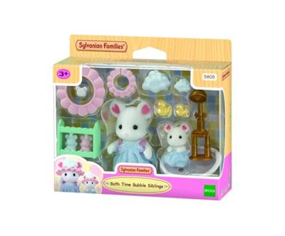 Sylvanian Families familie Marshmallow muis badtijd broer en zus Sylvanian Families familie Marshmallow muis badtijd broer en zus