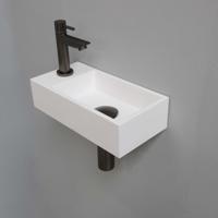 Fonteinset INK Versus 36x18x9 cm Polystone Mat Wit Met Kraangat Links Metal Black - thumbnail