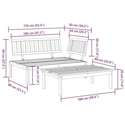 2-delige Loungeset pallet massief acaciahout - thumbnail