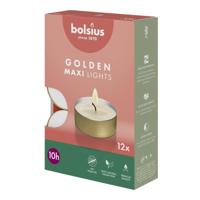 Bolsius Maxi-lichten 10-uur met gouden cup doos 12 Wit - thumbnail