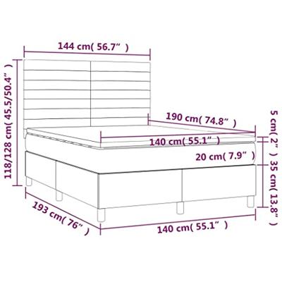 Boxspring met matras stof crèmekleurig 140x190 cm