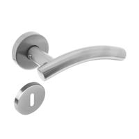 Deurkruk Gebogen met geveerde rozet met sleutelgat plaatjes ATP RVS - thumbnail