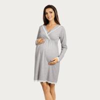 Lupoline Zwangerschapsjurk / Voedingsjurk Grey lange mouw - thumbnail