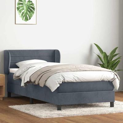 Boxspring met matras fluweel donkergrijs 90x220 cm