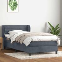 Boxspring met matras fluweel donkergrijs 90x220 cm - thumbnail