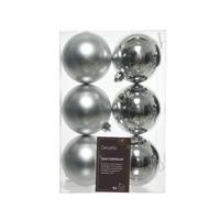 Kerstballen kunststof zilver dia cm 6dlg - thumbnail