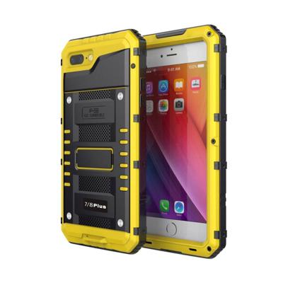 Waterdichte stofdichte schokbestendige zink legering + siliconen case voor iPhone 8 plus & 7 Plus (geel)