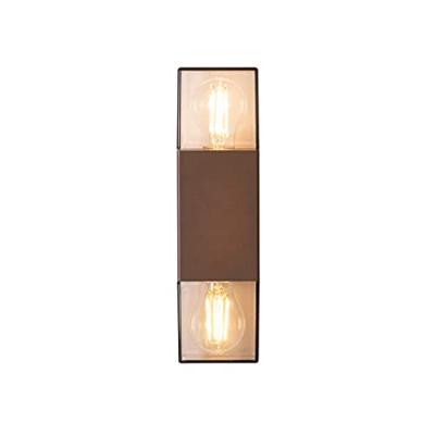 QAZQA Buiten wandlamp roestbruin met smoke kap 2-lichts IP44 -