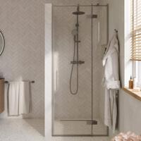 Saqu Grace draaideur met vast paneel rechts incl. antikalk 90x210cm geborsteld grijs - thumbnail